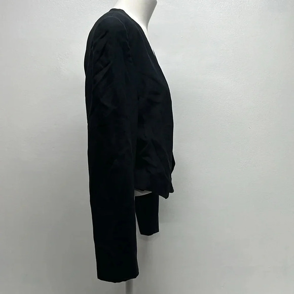Giorgio Armani Blazer Jacket Coat Cropped Faux Wrap Buttons Black Size 44 US 10 - Picture 2 of 12